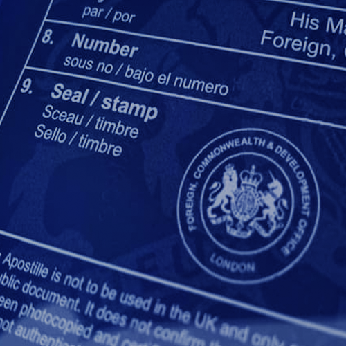Apostille stamp from the FCDO